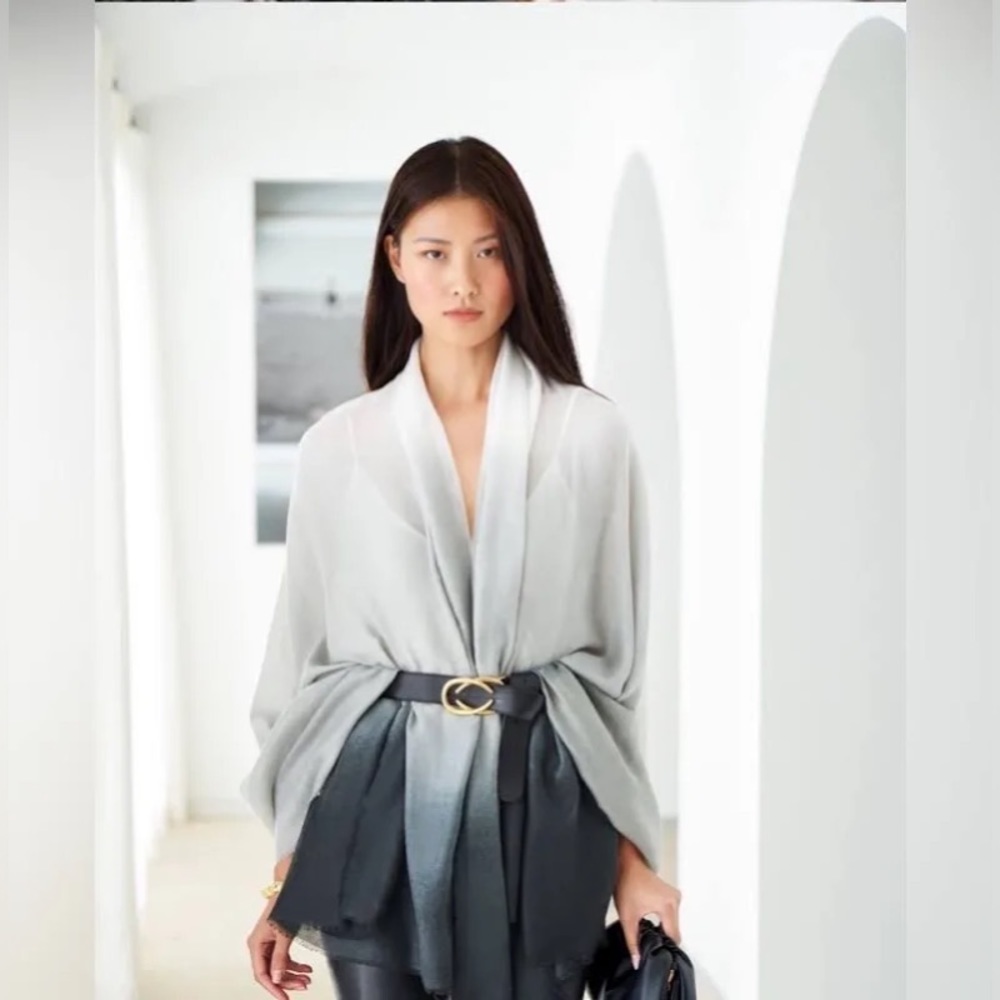 NIP Carly cushnie x Rachel Zoe grey horizon ombré print scarf